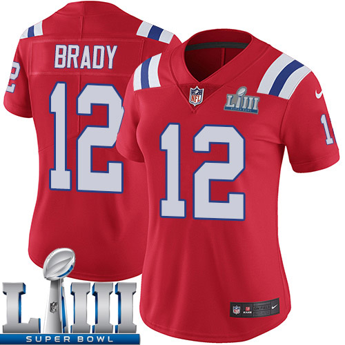 Women New England Patriots #12 Brady red Nike Vapor Untouchable Limited 2019 Super Bowl LIII NFL Jerseys->women nfl jersey->Women Jersey